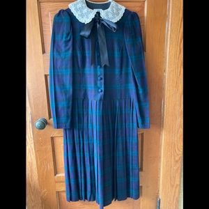 Vintage 1980s Laura Ashley tartan plaid dress